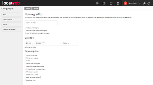 screenshot of Email Locaweb